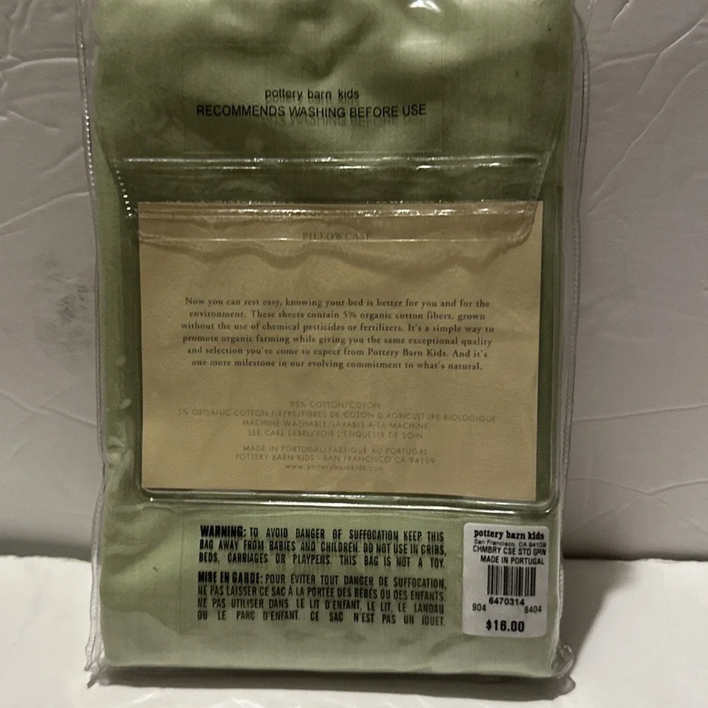 pottery barn kids CHAMBRAY PERCALE Green 1-Standard Case 200ct 100%-cotton